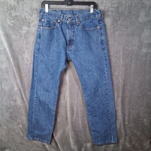 Levis 505 Regular Fit Denim Jeans Medium Stone Wash Mens 32x29 Inseam 29